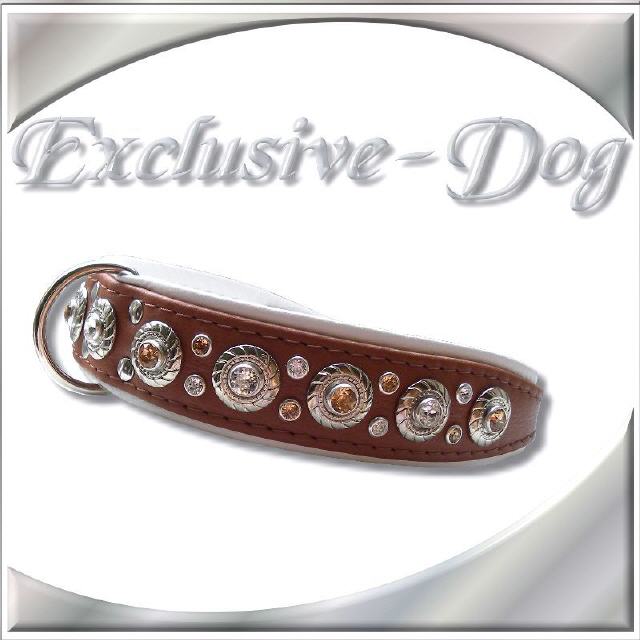 Lederhalsband Strasshalsband Cognac-braun Strass