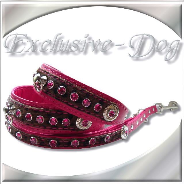 Prager Rattler Hundehalsband in pink mit Fell